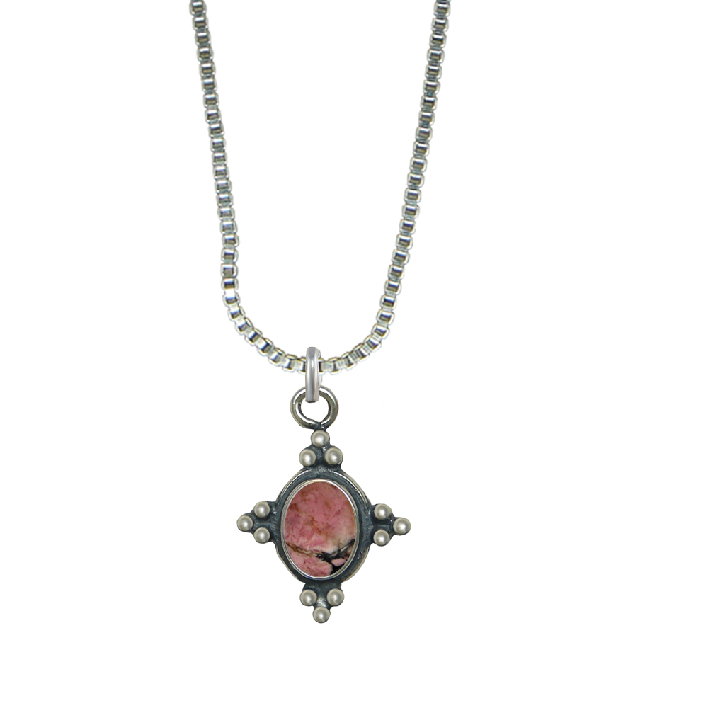 Sterling Silver Little Rhodonite Pendant Necklace